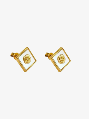Golden Rose Stud Earrings