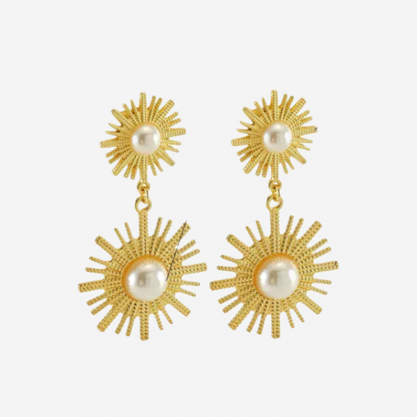 Sunburst Pearls Drop Earrings