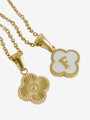 Haute Haus Four Leaf Clover Initial Pendant Necklace