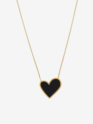Black B-Heart Pendant Necklace