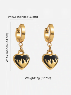 Haute Haus - GOLD-BLACK MELTING HEART DROP EARRINGS