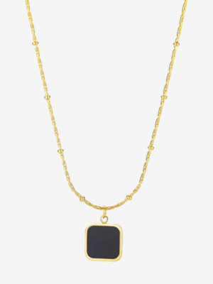 Black Square Pendant Necklace