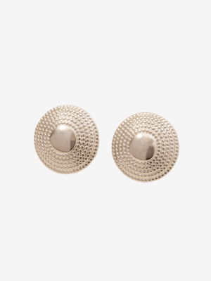 HAUTE HAUS - GRECIAN CIRCULAR STUD EARRINGS in silver/steel