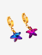 Purple Star Faceted Crystal Drop Earrings