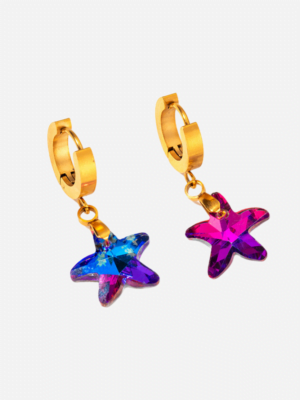 Purple Star Faceted Crystal Drop Earrings