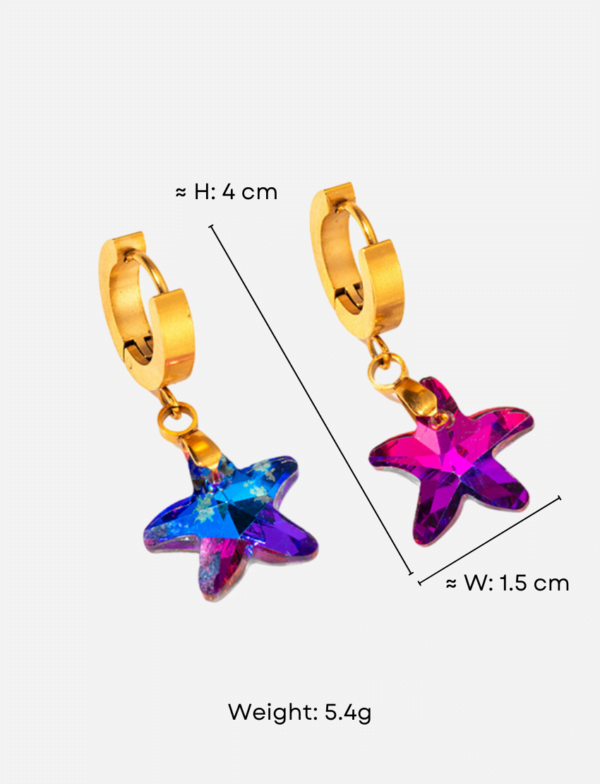 Purple Star Faceted Crystal Drop Earrings