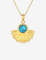Bohemian Turquoise Sun Pendant Necklace