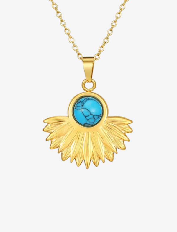 Bohemian Turquoise Sun Pendant Necklace