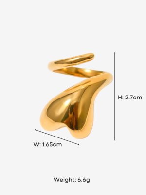 HAUTEHAUS-OCHOR [Ofelia Chunky Heart Open Ring, in gold with measurements].