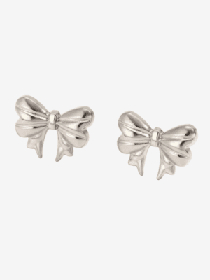 HAUTEHAUS-PBSE [Poppy Bow Stud Earrings, in Steel Color]