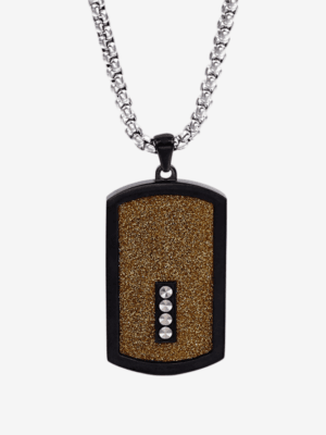Diamond Embellished Dog Tag Pendant Necklace