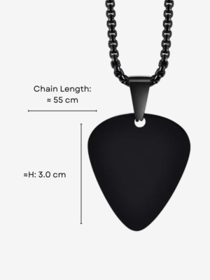 HAUTEHAUS-GPPN [Guitar Pick Pendant Necklace, Black with measurements]